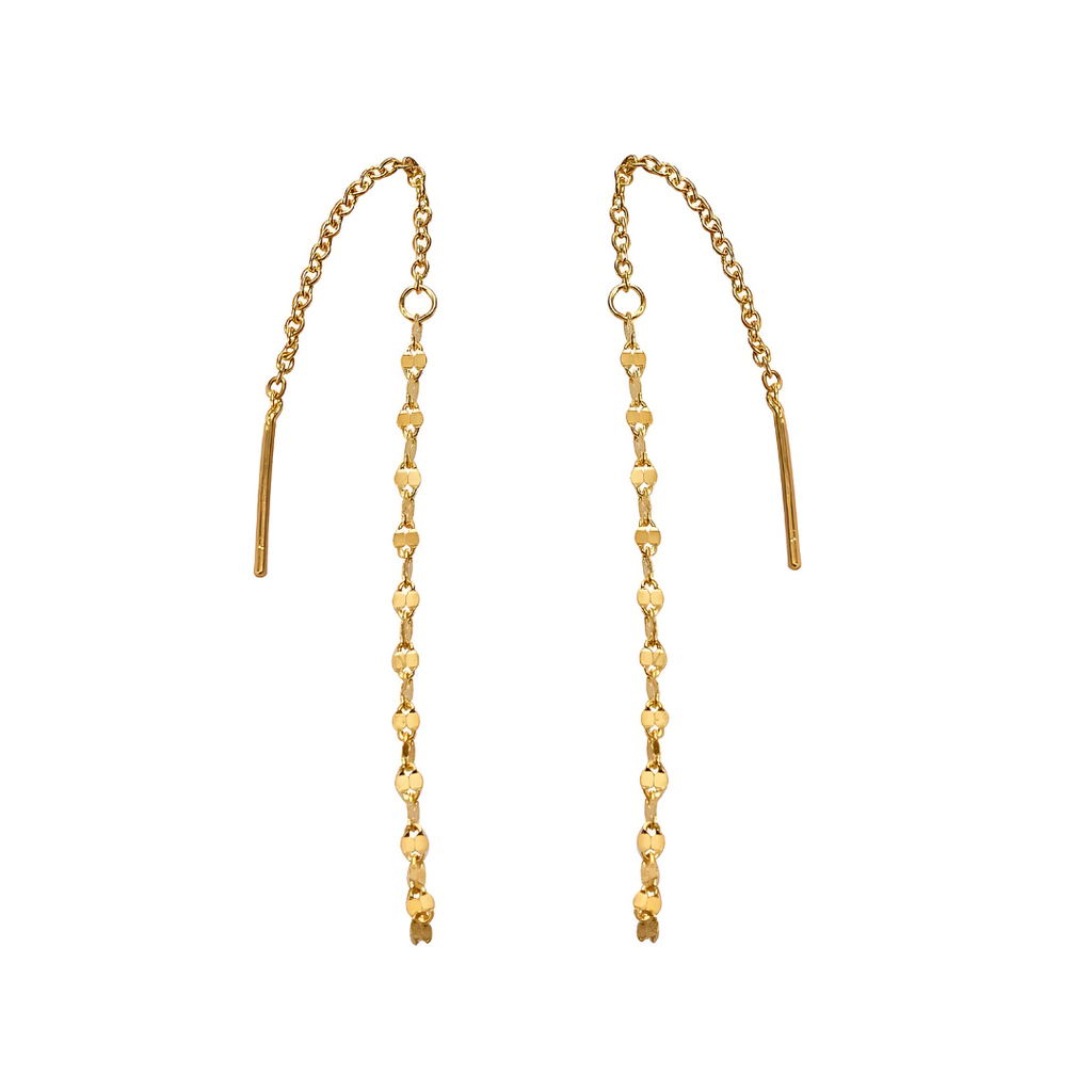 Minimal Lip Chain Tassel Spiral Earrings 