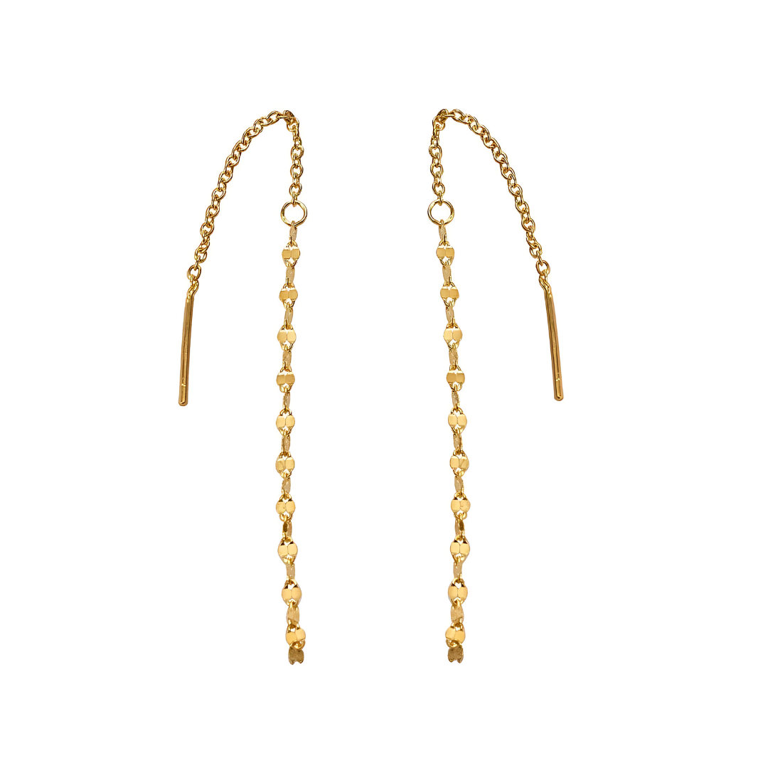 Minimal Lip Chain Tassel Spiral Earrings 