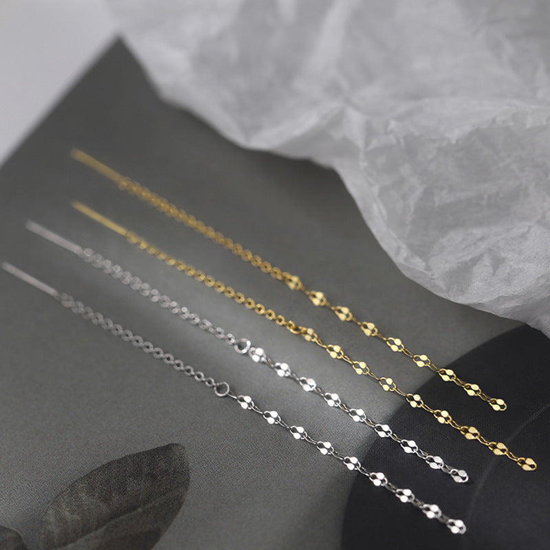 Minimal Lip Chain Tassel Spiral Earrings 