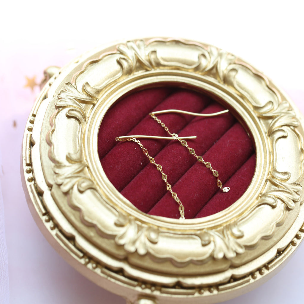 Minimal Lip Chain Tassel Spiral Earrings 