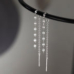 Minimal Lip Chain Tassel Spiral Earrings 