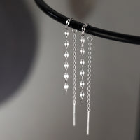 Minimal Lip Chain Tassel Spiral Earrings 