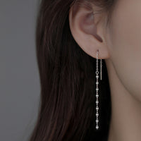 Minimal Lip Chain Tassel Spiral Earrings 