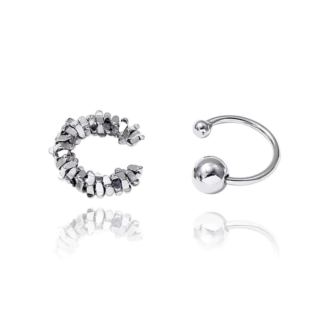 Simple Irregular Cube Beads Ear Cuff Set 