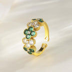 Gold Shamrock Ring, Clover Adjustable Ring, Lucky Ring