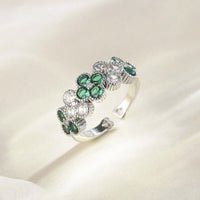 Gold Shamrock Ring, Clover Adjustable Ring, Lucky Ring