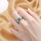 Gold Shamrock Ring, Clover Adjustable Ring, Lucky Ring