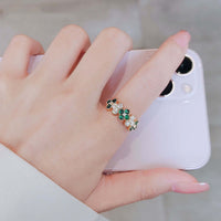 Gold Shamrock Ring, Clover Adjustable Ring, Lucky Ring