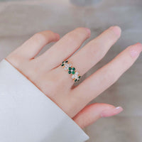 Gold Shamrock Ring, Clover Adjustable Ring, Lucky Ring