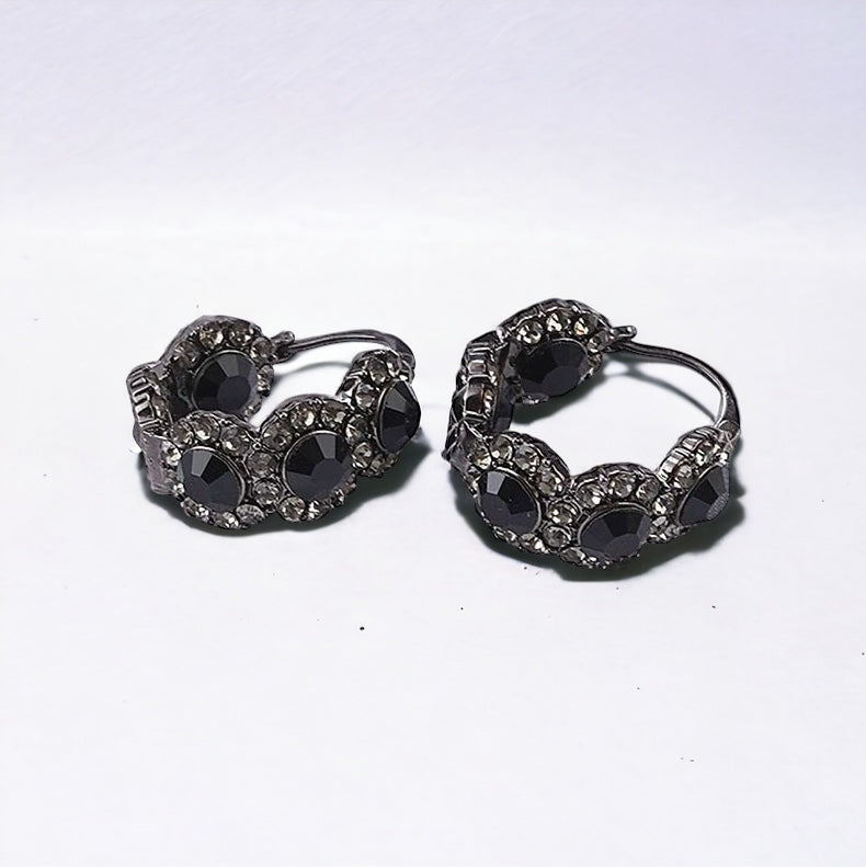 Radiant Black CZ Hoop Earrings