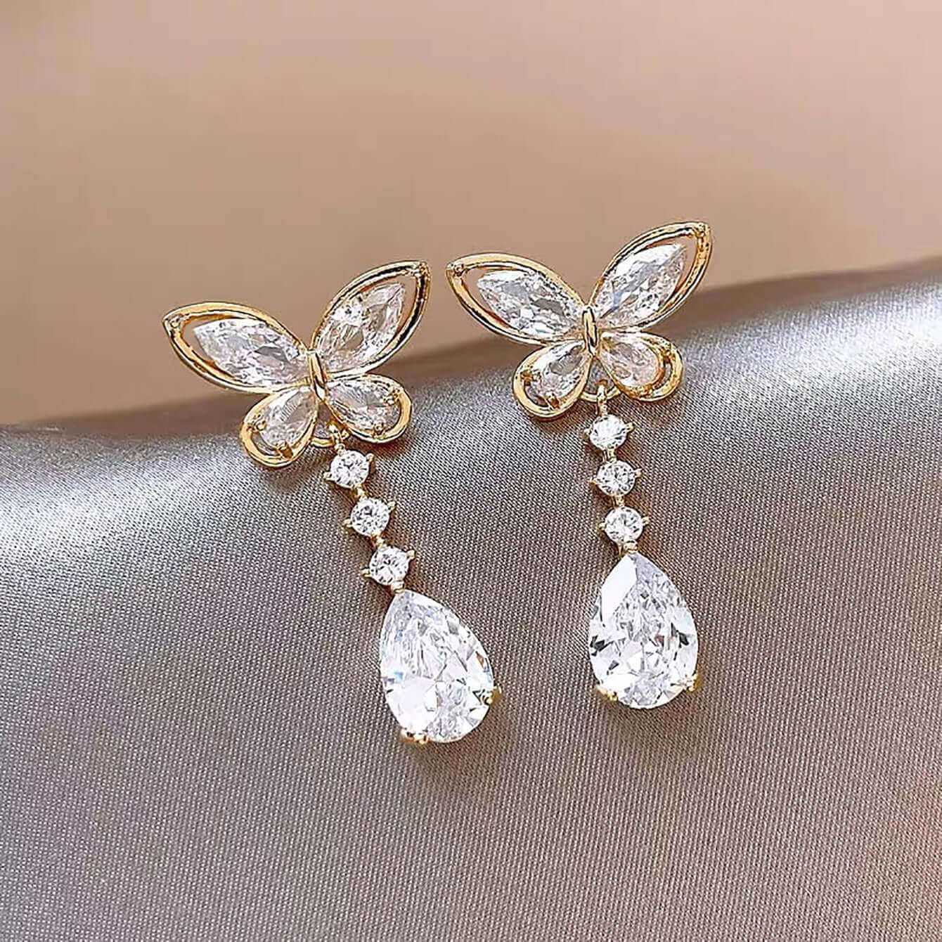Radiant Butterfly Crystal Drop Earrings