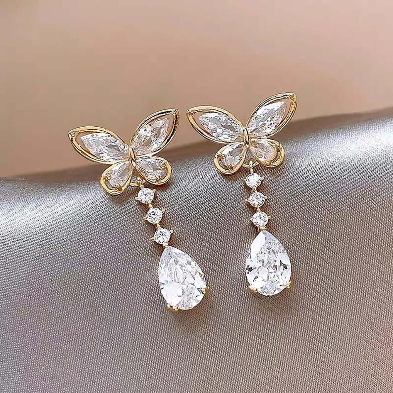 Radiant Butterfly Crystal Drop Earrings