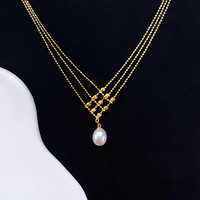 Radiant Gold Lace Pearl Layering Necklace