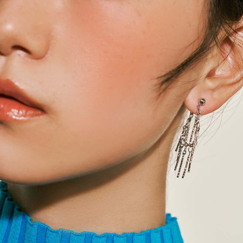 Radiant Gold Chain Tassel Waterfall Earrings