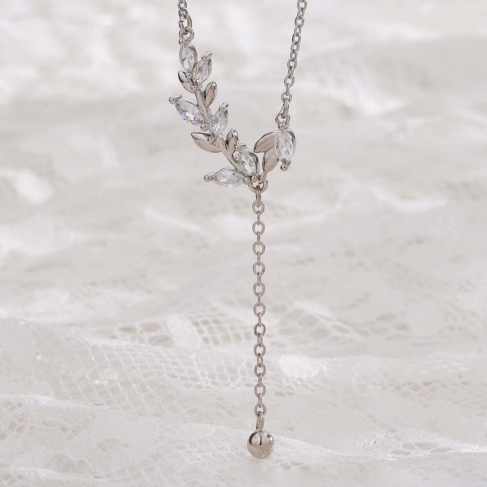 Radiant Marquise Olive Leaf Y Necklace