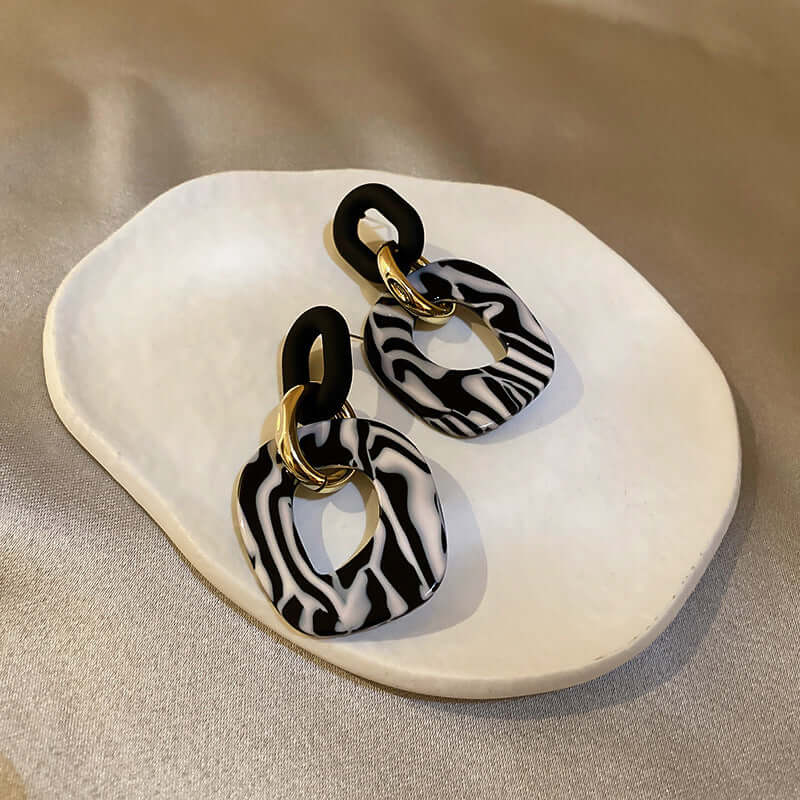 Radiant Zebra Stripes Drop Earrings