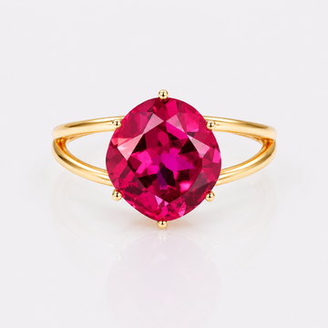 Red Corundum Solitaire Split Ring