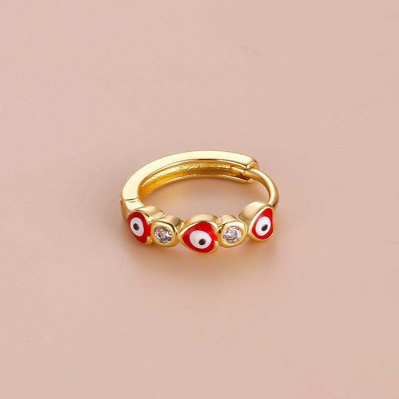 18K Gold Turkish Eye Cartilage Hoop Earring