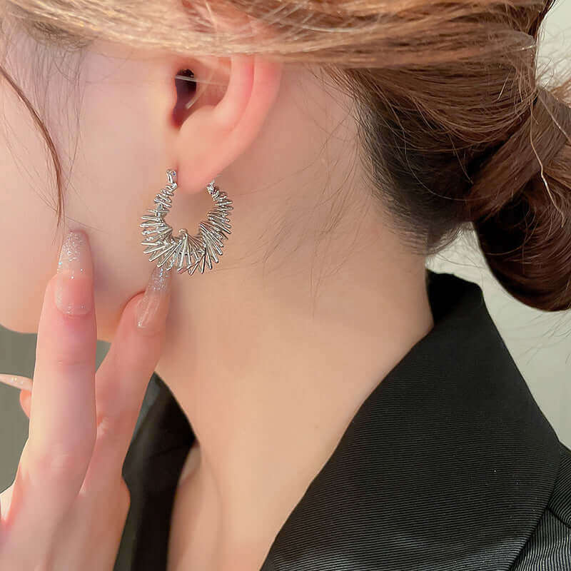 Refined Silver Spiral Triangle Earrings