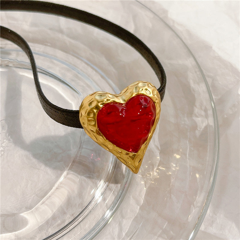 Resin Red Heart Necklace