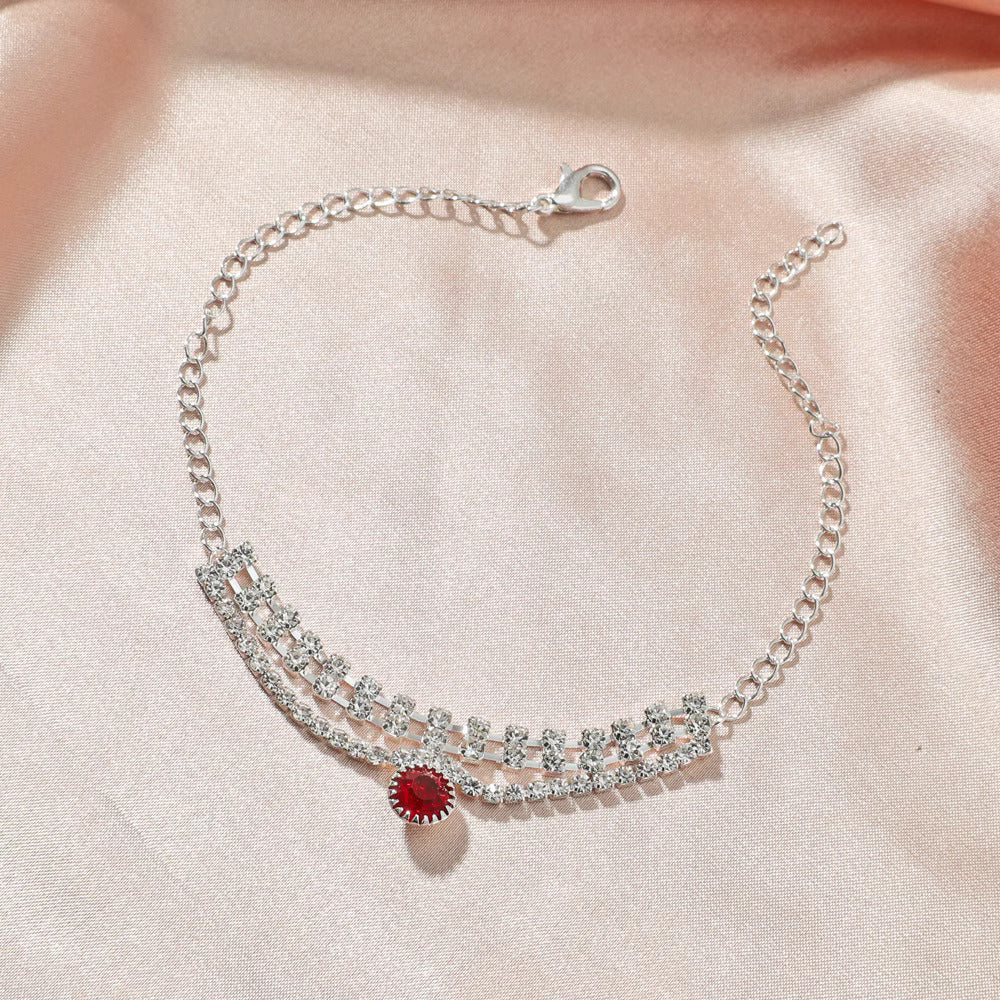 Rhinestone Crystal Silver Anklet Chain