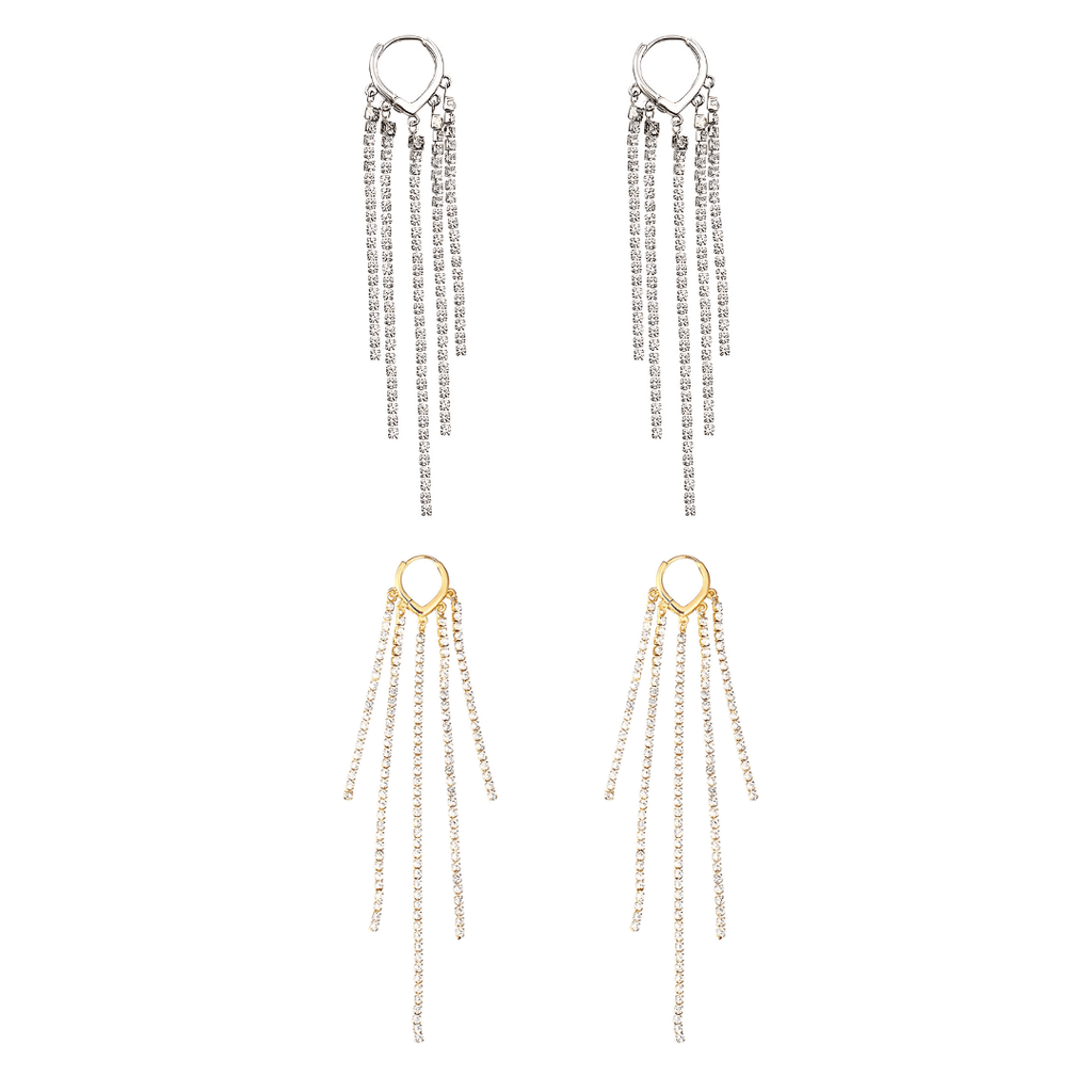 Rhinestone Tassel Hoop Earrings