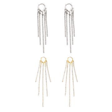 Rhinestone Tassel Hoop Earrings