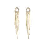 Rhombus Rhinestone Tassel Earrings