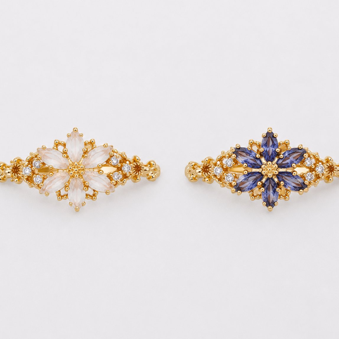 Romantic Flower Moonstone Ring Gold