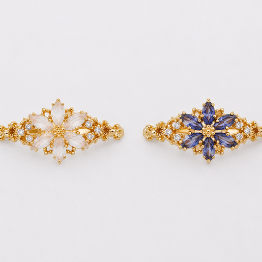 Romantic Flower Moonstone Ring Gold