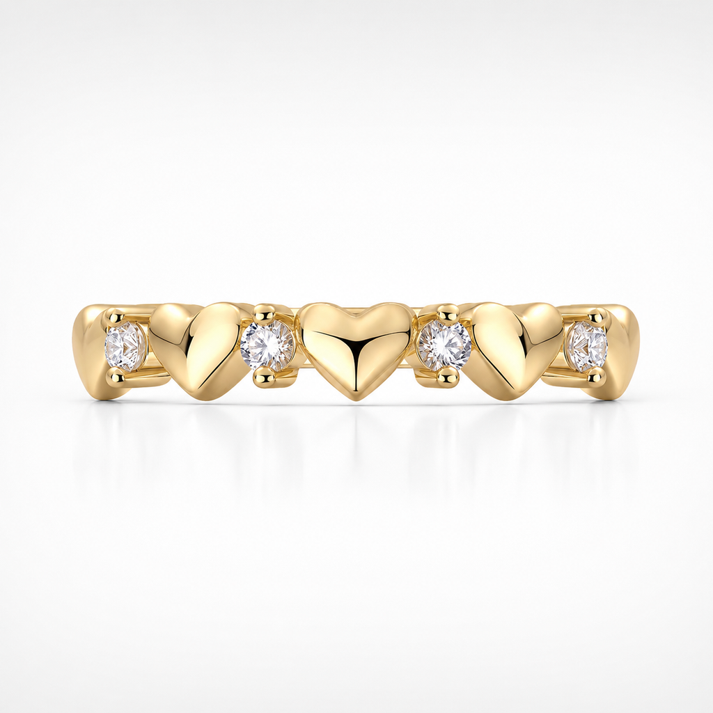 Romantic Moissanite Heart Band Ring