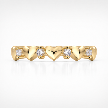 Romantic Moissanite Heart Band Ring