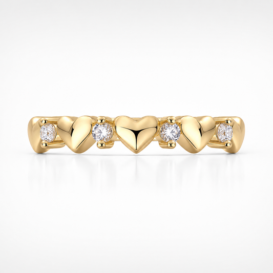 Romantic Moissanite Heart Band Ring