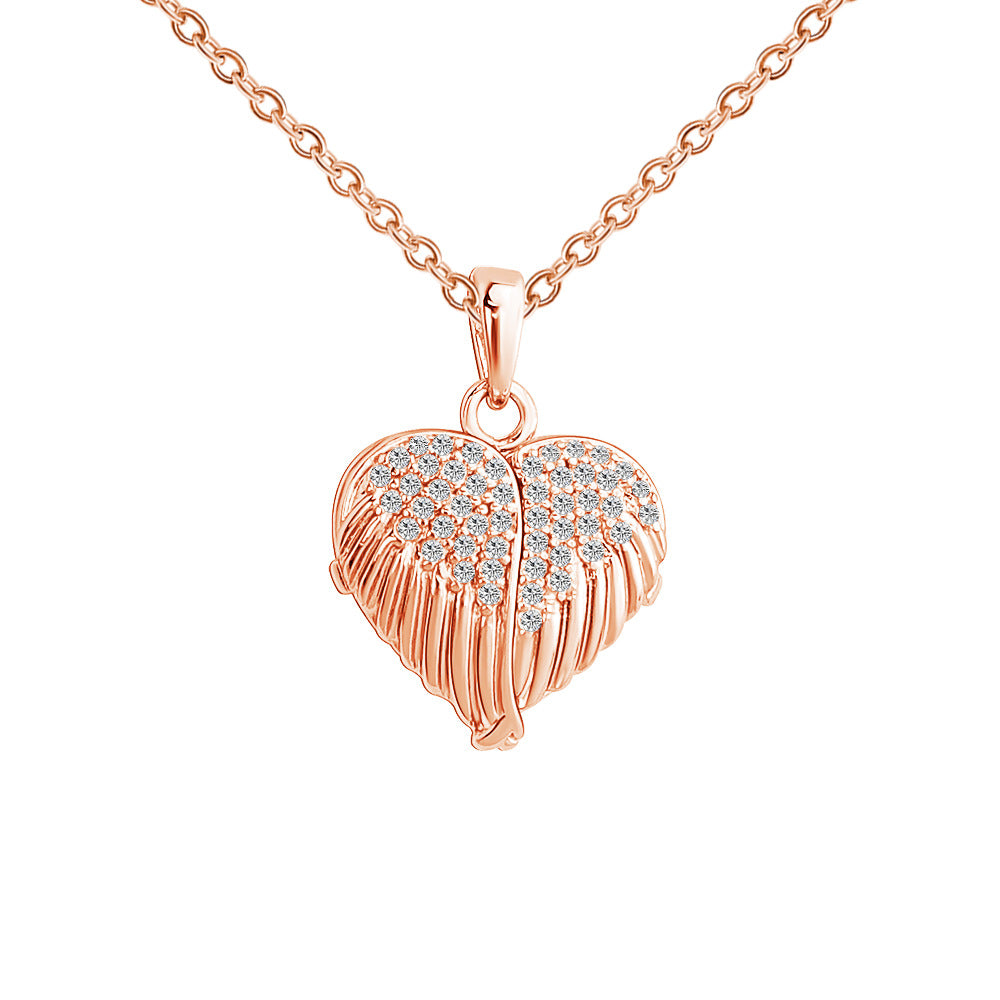 Rose Gold Angel Heart Necklace