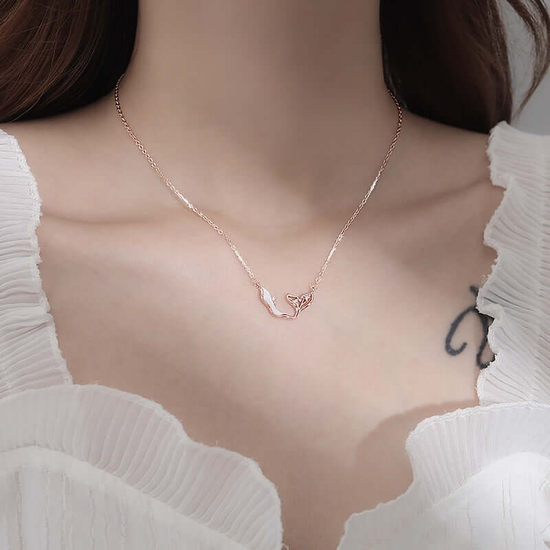 Rose Gold CZ Dolphin Pendant Necklace