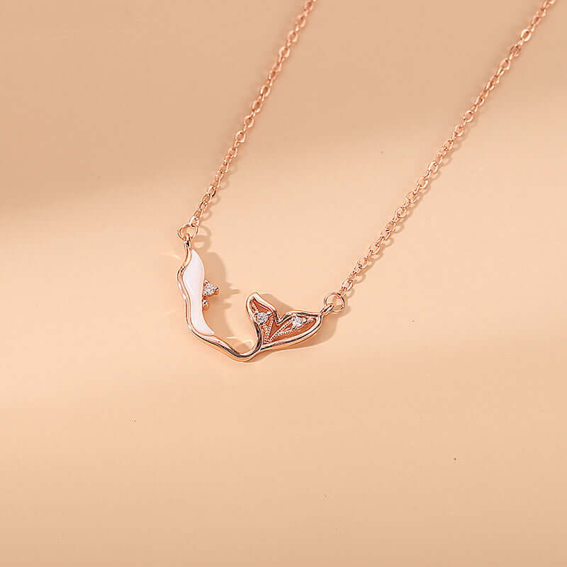 Rose Gold Dolphin CZ Pendant Necklace