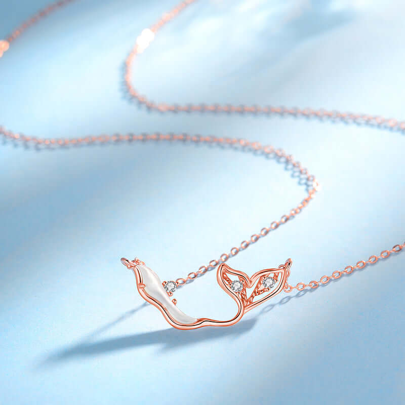 Rose Gold Dolphin Pendant Ocean Necklace