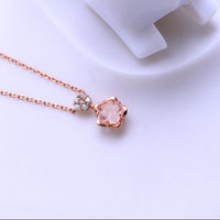 Cherry Blossom Rose Pink Gem Necklace