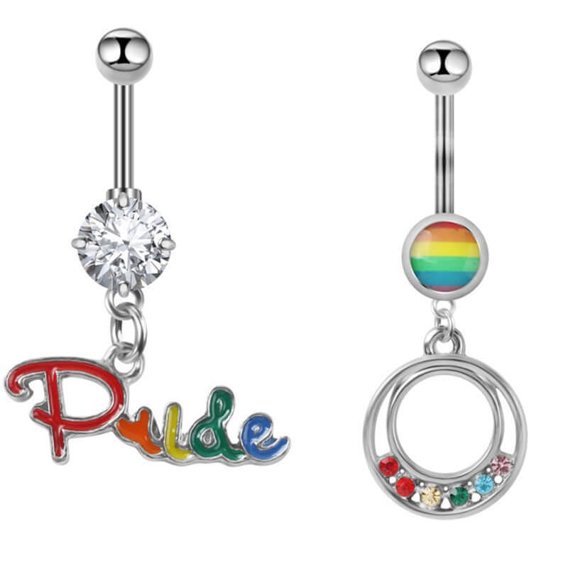 Rainbow LGBT Pride Dangle Belly Rings