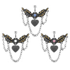 Angel Wings With Chain Dangle Navel Piercing | SX0802