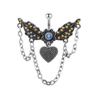 Angel Wings With Chain Dangle Navel Piercing | SX0802