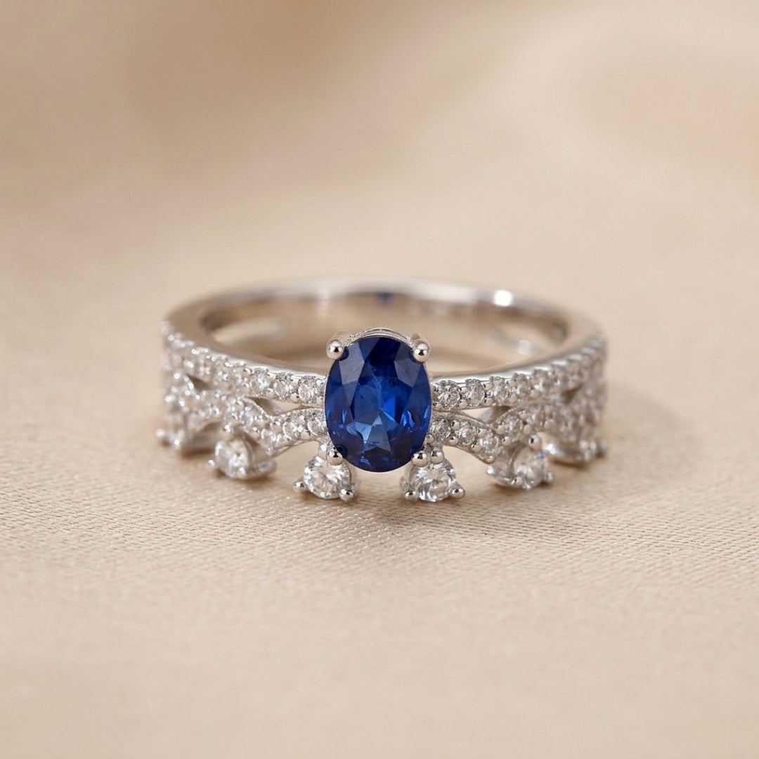 Sapphire September Pave Ring | NS2432