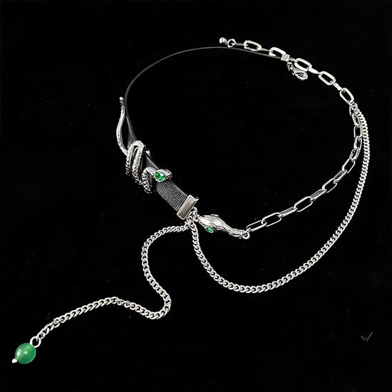 Spider Serpent Black Leather Collar Choker Necklace Punk