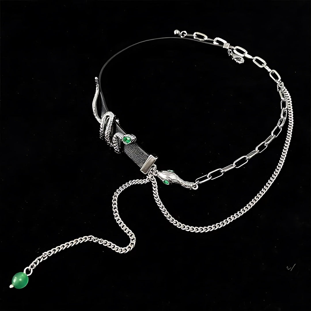 Spider Serpent Black Leather Collar Choker Necklace Punk