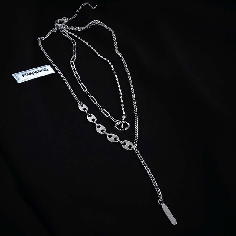  Silver Alloy Layered Necklace