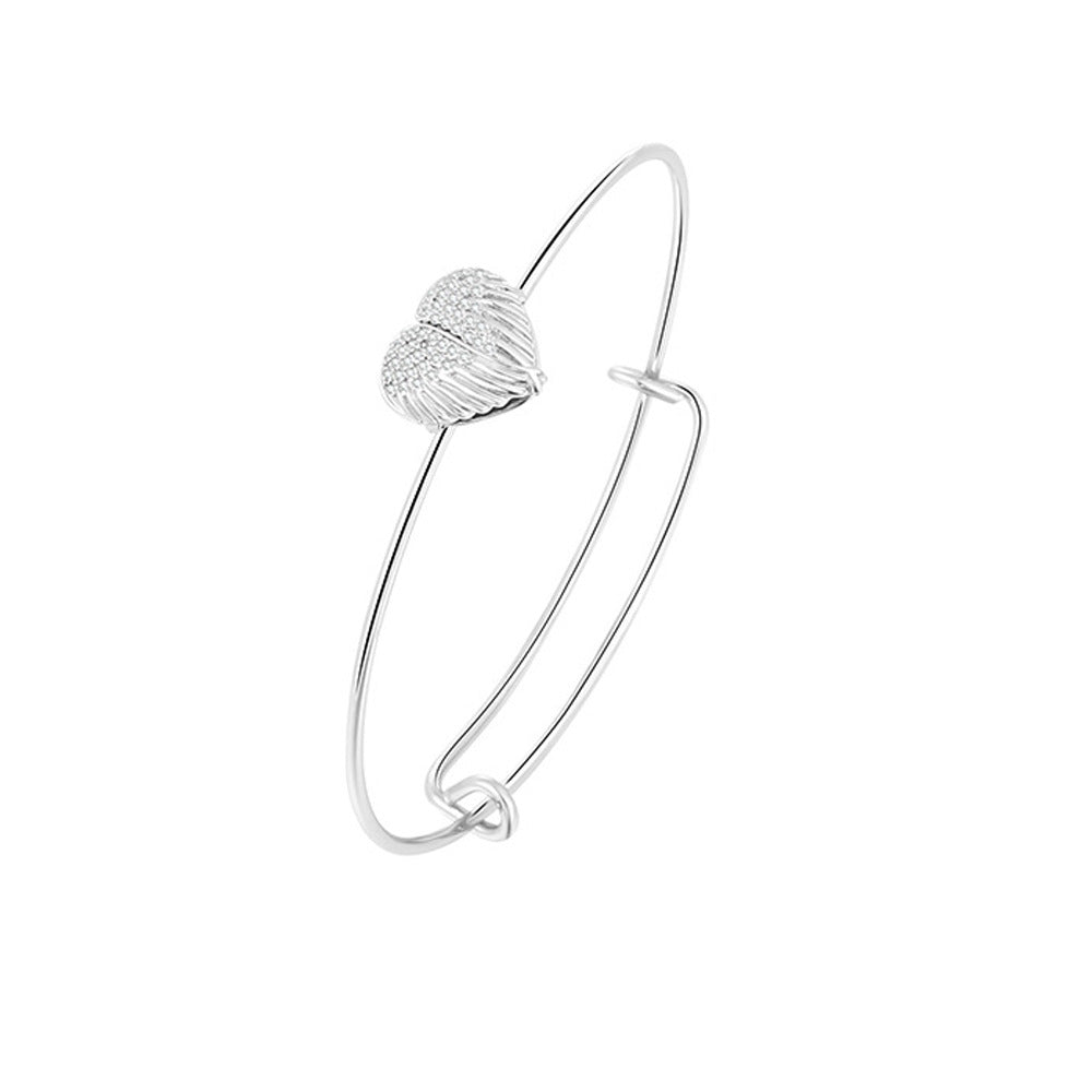 Silver Angel Heart Bangle