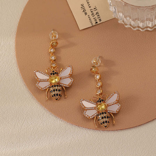 925 Silver Bee Earrings, Bee Dangle Earrings | DMS342