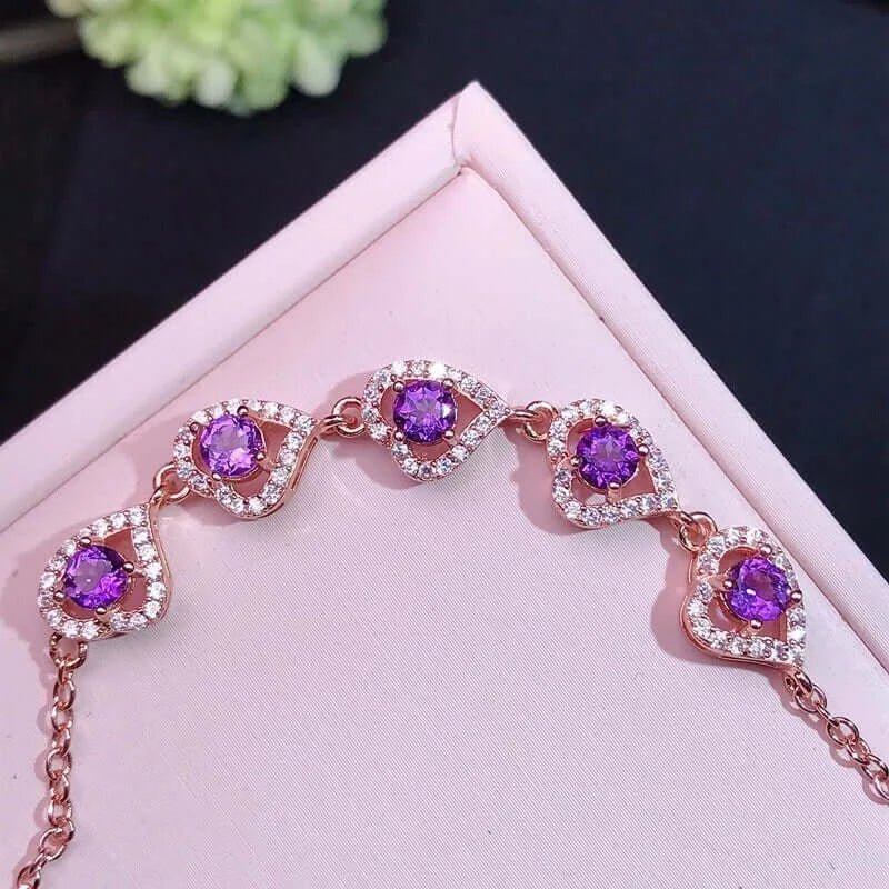 Silver Bling Amethyst Bracelet 