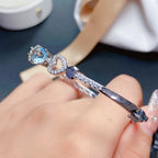 Silver Blue Topaz Heart Bracelet