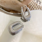 18K Gold Plated Hollow Textured U Hoop Earrings